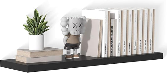 40 Inch Floating Shelf 1 Pack Large Floating Shelves for Wall No Drilling Accessories Included Deep Wall Shelves for Living Room Kitchen Farmhouse 40" W x 12" D x 1.2" Black