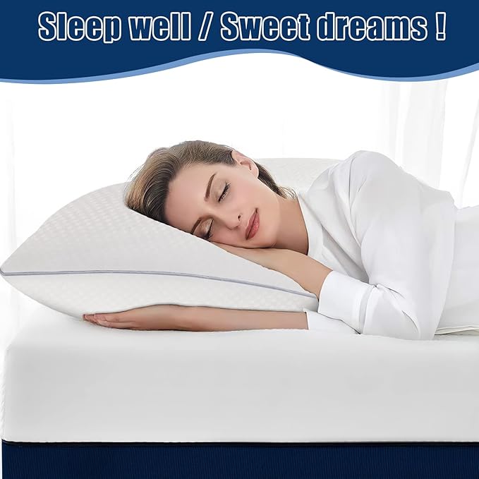 Bed Pillows for Sleeping 2 Pack, Queen Size Pillows Set of 2,Down Alternative Filling, Pillow for Back, Stomach or Side Sleepers Grey