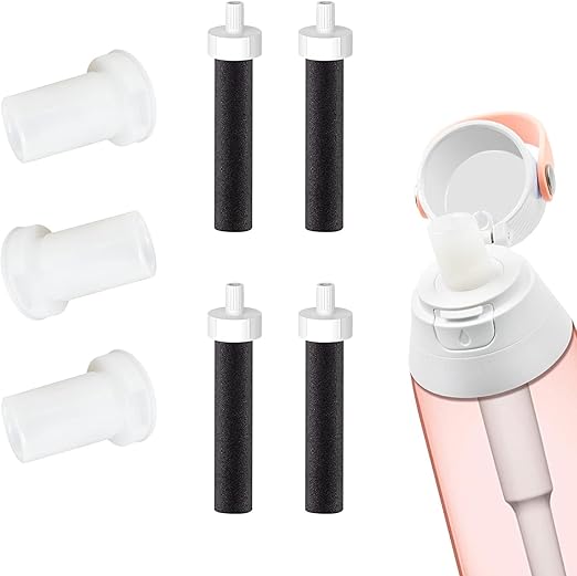 Bottle Filter Mouthpiece Replacement for Brita Water Bottle, Valve Replacement Accessories for Brita Filter Bottle, 3PC Silicone Mouthpiece, 4PC Filter Cartridges, Filter Bottle Parts