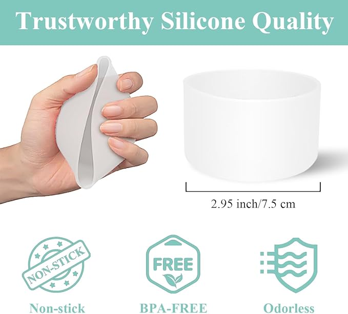 2 PCS Silicone Protective Boot for Yeti Rambler 20oz/25oz/30oz/35oz Tumbler, Anti-Slip Protective Silicone Water Bottle Bottom Boot Sleeve Cover for Yeti Tumbler [White+Transparent]