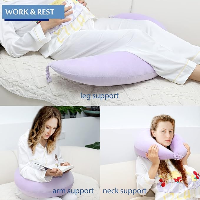 BBL Pillow After Surgery, BBL Pillow for Sitting Sleeping Driving, Hemorrhoid Pillow Seat Support Cushio for Butt with Hole, Butt Donut Pillow for Woman,Lavender