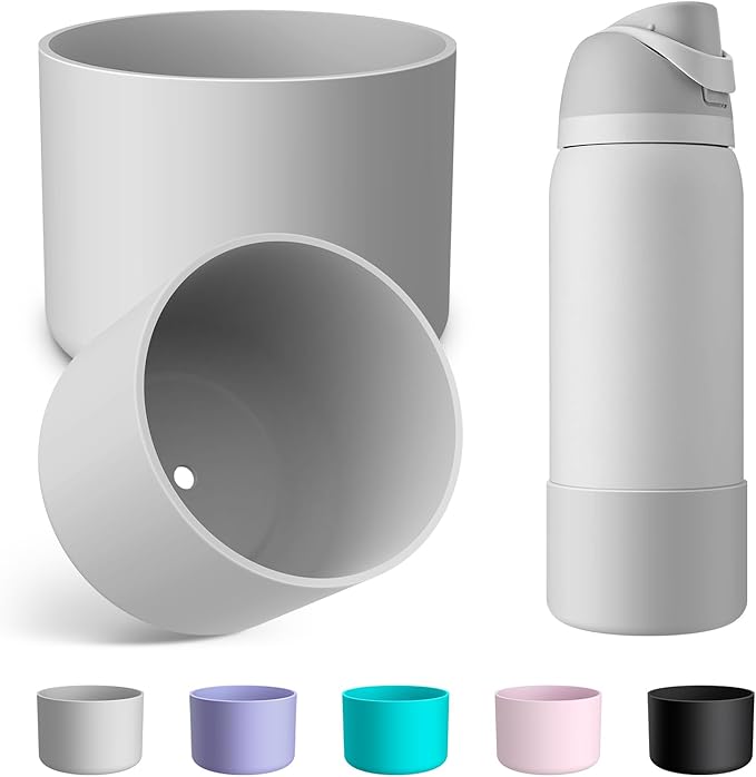 2PCS Silicone Water Bottle Boot for Owala 24oz 32oz 40oz, Anti-Slip Protective Sleeve Bottom Bumper Protector for FreeSip, Twist, and Flip Stainless Steel Water Bottles
