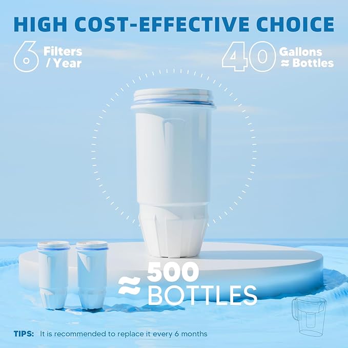 5-Stage Water Filter Replacement Compatible with Zero Pitcher and Dispenser ZR-001 ZR-017 ZR-004 ZP-006 ZD-013 ZS-008, 5-Stage Filter System Fit for Zero Water Filter, 12Pack