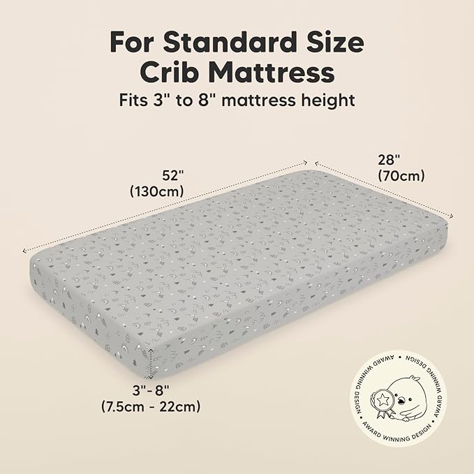 2-Pack Organic Crib Sheets for Boys, Girls - Jersey Fitted Crib Sheet, Baby Crib Sheets Neutral, Crib Mattress Sheet, Cotton Crib Sheets, Breathable Crib Sheet, Baby Mattress Sheets (Woodland)