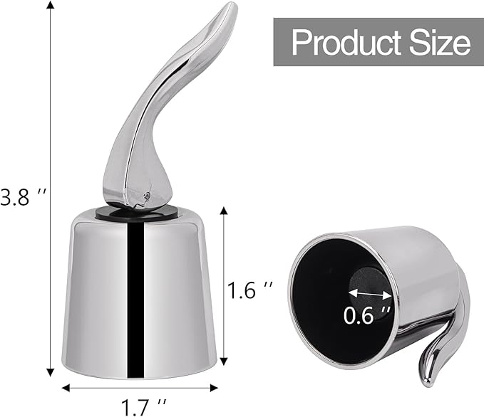 6Pcs Plastic Wine Stoppers, Reusable Wine Bottle Stopper with Silicone Seal, Wine Saver and Decorative Bottle Sealer, Beverage and Wine to Keep Fresh (Silver）