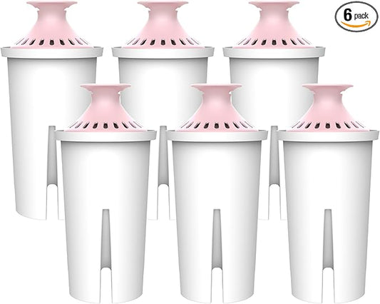 AQUA CREST Magnesium Water Filter, Intended for Brita® Pitchers and Dispensers, Everyday, UltraMax, Metro+, XL and More, 2 Months, Reduces Chlorine, 6 Count