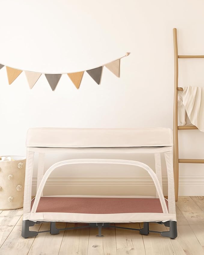 Blissful Diary Muslin Mini Crib Sheets, Pack and Play Mattress Sheets Fitted for Pack N Play, Soft Cotton for Boys Girls, 2 Pack(Rainbow&Cedar)