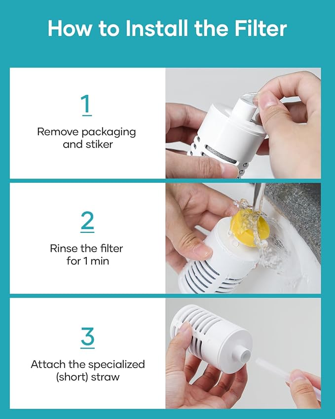 BUZIO 2 Water Bottle Filter Replacements, 2 Carbon Filters for Water Bottles & Tap Water, Duration 6 Months, 96 Gallons, Reusable for Clean Drinking Water On The Go