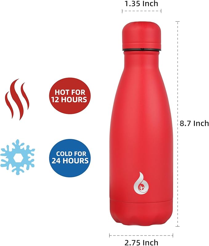 BJPKPK Water Bottles Stainless Steel Insulated Water Bottle 12oz Small Water Bottles For Travel,Red