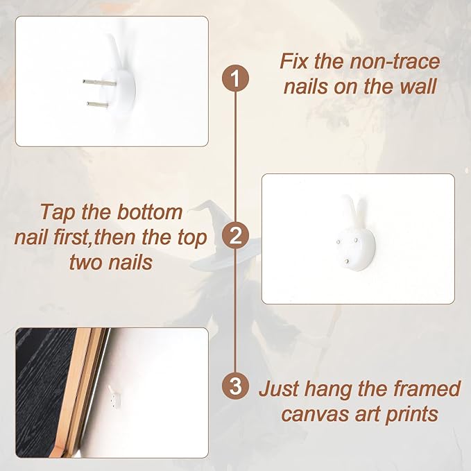 Aurlan Moonlight Witch in The Maple Forest Framed Wall Art(16"x24"), 3PCS Vintage Magical Witchy Gothic Halloween Canvas Artwork, Dark Academia Mystical Midnight Landscape Decor for Home Office Bedroom