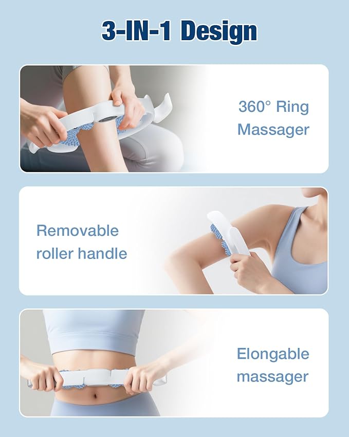 bedee Cellulite Massage Tool, Lymphatic Drainage Massager, Fascia Massage Tool for Arms, Legs, Stomach, Blue