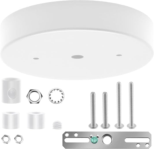 Biaungdo 5 Inch Ceiling Lighting Canopy Kit, White Pendant Light Canopy Kit Metal Chandelier Ceiling Light Plate Cover with All Mounting Hardware for Chandelier Pendant Lighting Fixtures