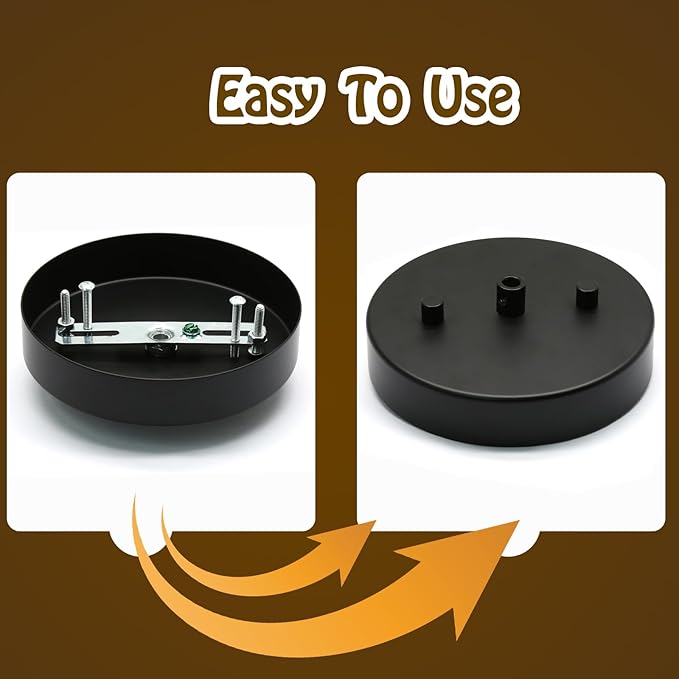 Biaungdo 5 Inch Ceiling Lighting Canopy Kit, Black Pendant Light Canopy Kit Metal Chandelier Ceiling Light Plate Cover with All Mounting Hardware for Chandelier Pendant Lighting Fixtures