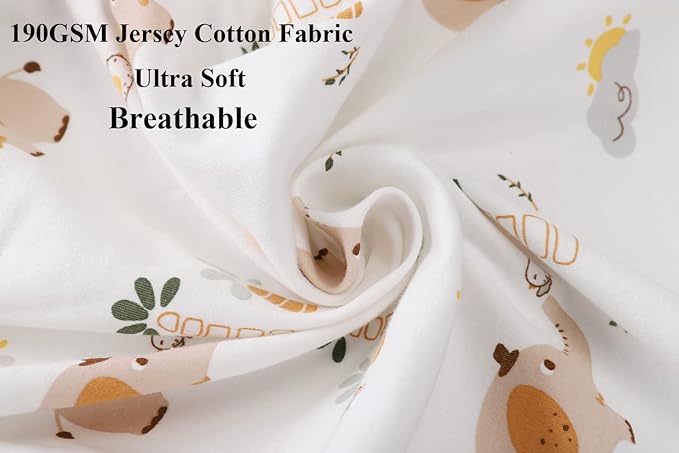 Bassinet Sheets Compatible with RONBEI Bassinet Bedside Sleeper, Cuddor, BabyBond and BUBAVAN Bassinet Bedside, 2 Pack, 100% Jersey Knit Cotton 190GSM, Ultra Soft Breathable, Fox Deer and Elephant