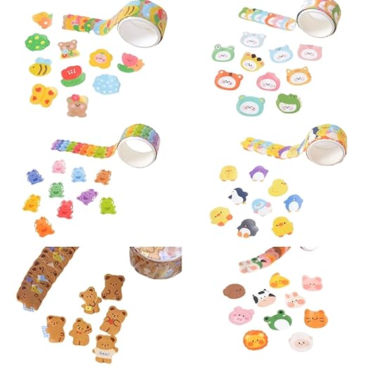 Animals Cute Fun Washi Sticker Tape Decorative Stationery Sticker Roll | Set of 6