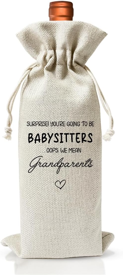 Becoming A Grandparent Gift Wine Bag, Grandparent To Be Gift, Promoted to New Grandparent Gift, Baby Announcement Gift for New Grandparent, Baby Pregnancy Reveal Gift, Baby Shower or Baby Party Favor