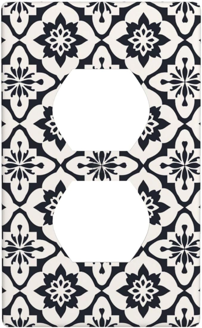 Black And White Duplex Electrical Outlet Funny Plastic Wall Plate Decorative Light Switch Cover For Women Girls Bedroom Kitchen Living Room