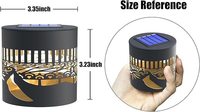 4 Pack Solar Fence Lights Metal Solar Powered Outdoor Wall Deck Step Lights Zen Theme Waterproof Fence Light for Garden Post Patio Backyard Yard Decor, Gardening Gifts for Women Mom Grandma