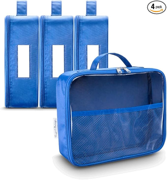 4 Pack Toy Organization Bag, Toy Storage Carry Case for Travel, Car Toy Organization Bag, Toy Storage Organizer for Building Bricks, Tiles, Toys, Games, Crafts (blue, Medium)