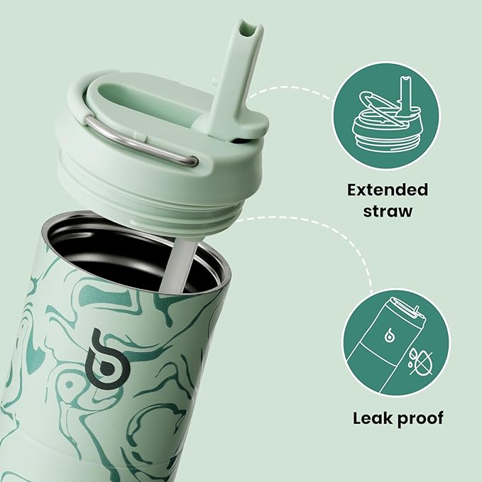 BOTTLE BOTTLE Insulated Water Bottle 24oz with Straw Lid and Handle for Sports Travel Gym Stainless Steel Water Bottles Double-Wall Vacuum Metal Thermos Bottles Leak Proof BPA-Free
