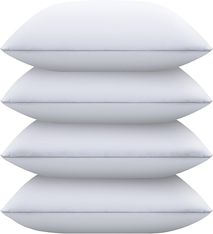 Bed Pillows for Sleeping Standard Size Set of 4,Down Alternative Filling,Pillows for Back, Stomach or Side Sleepers