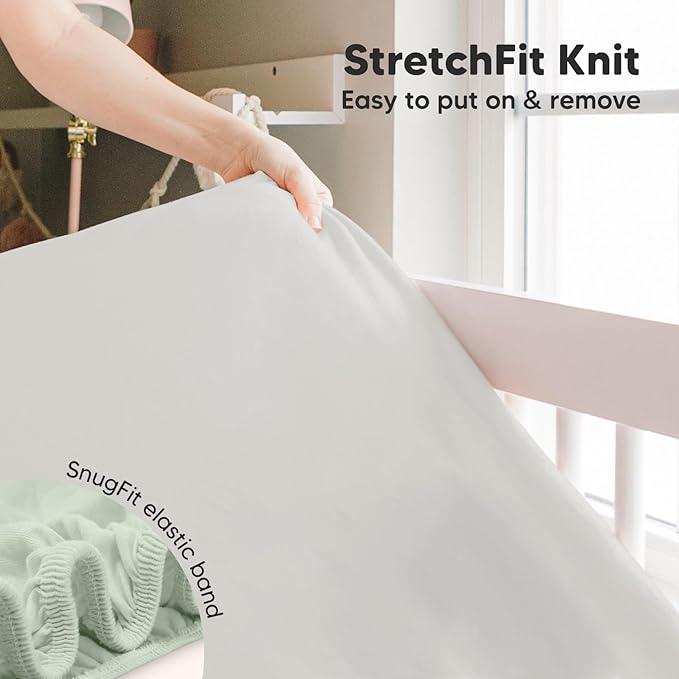 2-Pack Crib Sheets for Boys,Girls - Viscose Derived from Bamboo Fitted Crib Sheet, Organic Baby Crib Sheets, Crib Mattress Sheet,Toddler Bed Sheets,Baby Sheets for Crib Fitted Sheets(Sage)