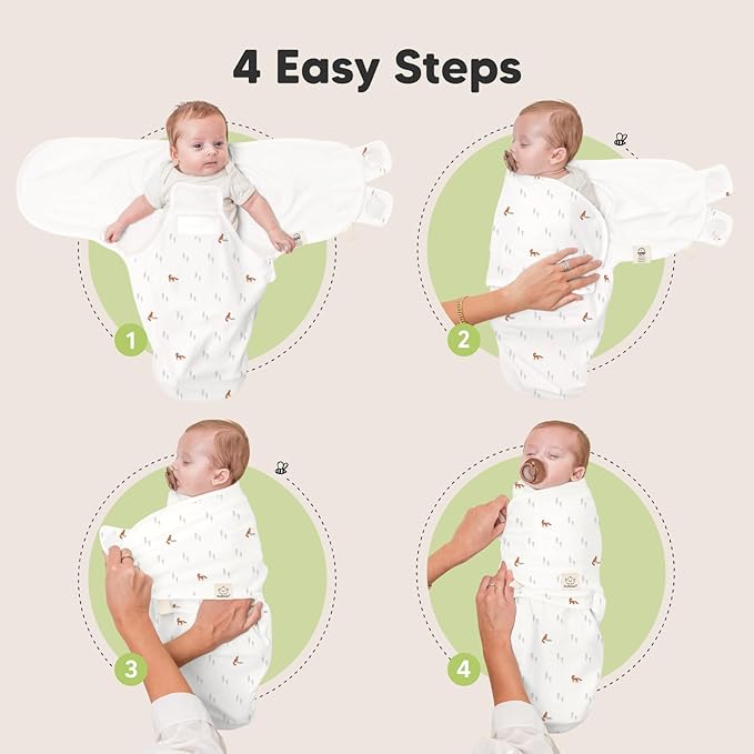 Baby Swaddle Sleep Sacks with Zipper - 3-Pack Newborn Swaddle Sack, Baby Swaddles Sleep Sack 0-3 Months, Wearable Blanket Baby, Baby Swaddle Blanket Wrap, Swaddle Sack, Easy Change Swaddle (Forest)