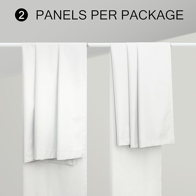 100 Inch Curtains & Drapes Window Coverings Custom Extreme Blackout Linen Curtains White Black Out Thermal Curtains for Sliding Glass Door Heavy Duty Panels 2 Back Tab Pleated 52 Inch Wide by 100 Long