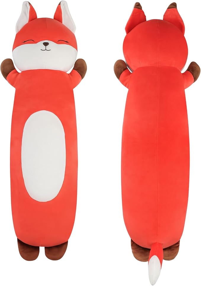 36 inch Orange Fox Stuffed Animal, Soft Long Pillow Doll, Giant Cute Fox Plush Body Pillow Plushies Toy Gift for Kids, Boys Birthday,Valentine,Easter