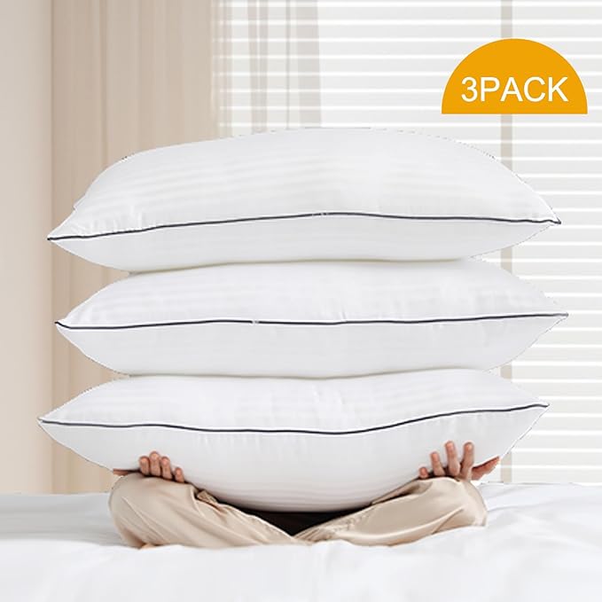Bed Pillows for Sleeping - 3 Packs King Size Luxury Hotel Down-Alternative Pillow for Neck and Shoulder Pain Relief, Soft Density for Side, Back or Stomach Sleepers(20 * 36")