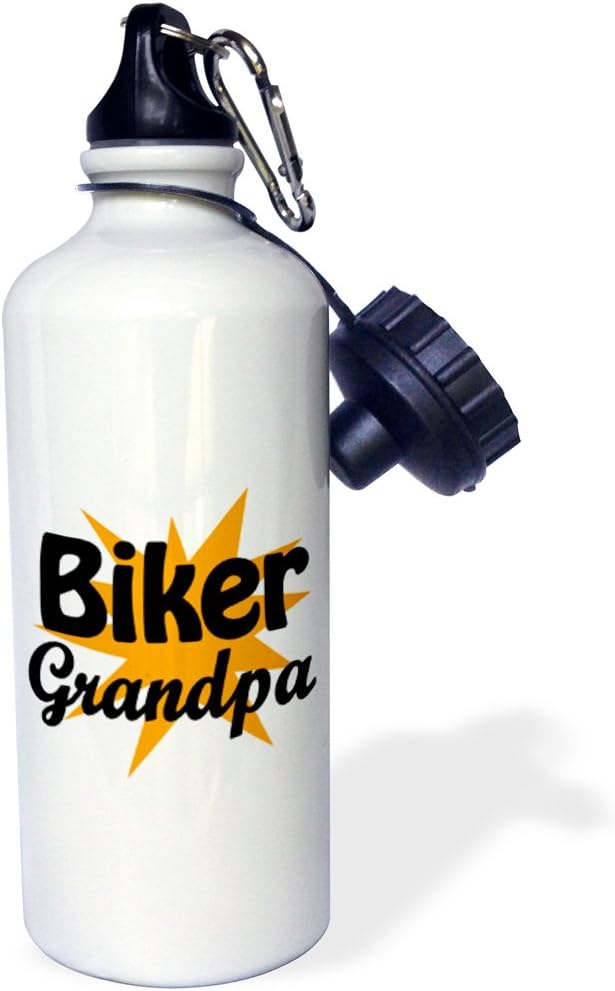 3dRose Biker Grandpa, Orange Sports Water Bottle, 21 oz, Multicolored