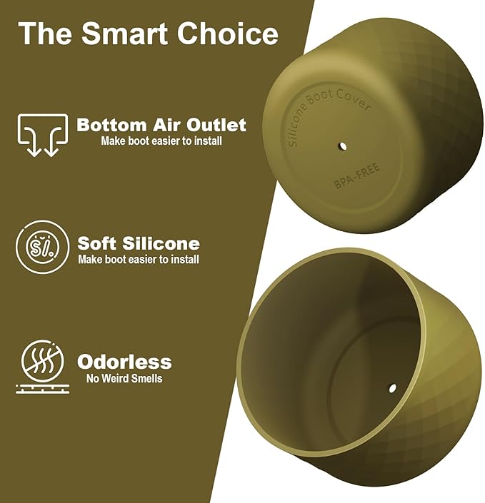 2PCS Silicone Water Bottle Boot for Owala 24oz 32oz 40oz, Anti-Slip Protective Sleeve Bottom Bumper Protector for FreeSip, Twist, and Flip Stainless Steel Water Bottles