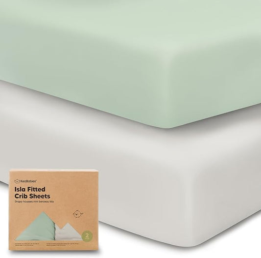 2-Pack Crib Sheets for Boys,Girls - Viscose Derived from Bamboo Fitted Crib Sheet, Organic Baby Crib Sheets, Crib Mattress Sheet,Toddler Bed Sheets,Baby Sheets for Crib Fitted Sheets(Sage)