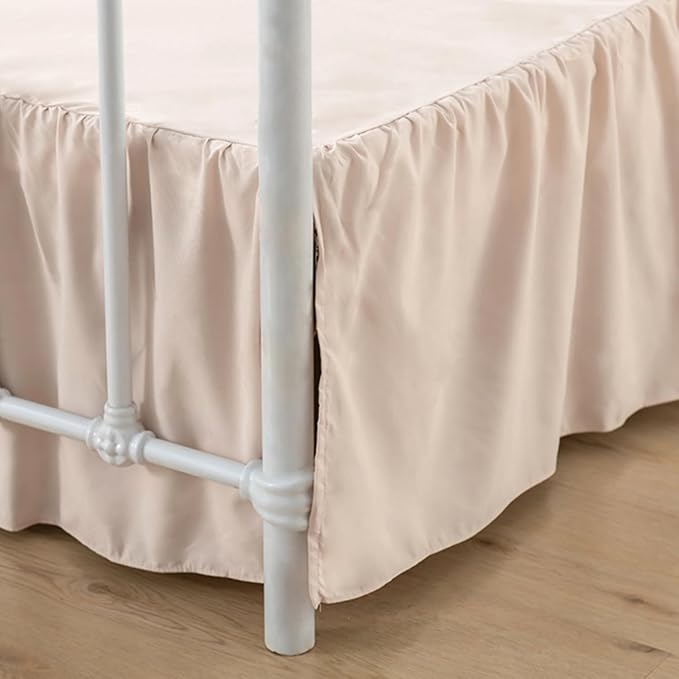 Bed Skirt Queen Size Ruffled Bed Skirt with Split Corners, 12 Inch Drop Dust Ruffle Bed Skirt with Platform, Cream, Queen - 12" Drop