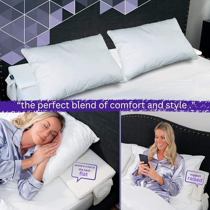 Bed Wedge Pillow for headboard Mattress Gap DuoWedge lux. The Perfect Filler for Gaps up to 7" (Grey, Twin 39")