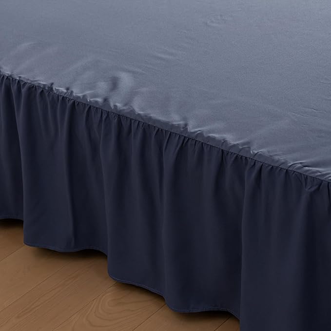 Bed Skirt Full Size Ruffled Bed Skirts with Split Corners, 12 Inch Drop Dust Ruffle Bed Skirt with Platform, Blue