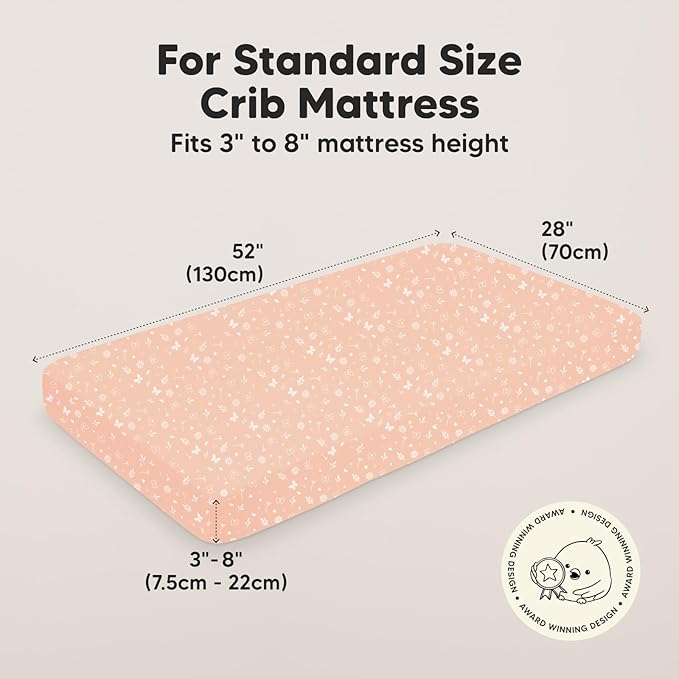 2-Pack Crib Sheets for Boys,Girls - Viscose Derived from Bamboo Fitted Crib Sheet, Organic Baby Crib Sheets, Crib Mattress Sheet,Toddler Bed Sheets,Baby Sheets for Crib Fitted Sheets(Butterflies)