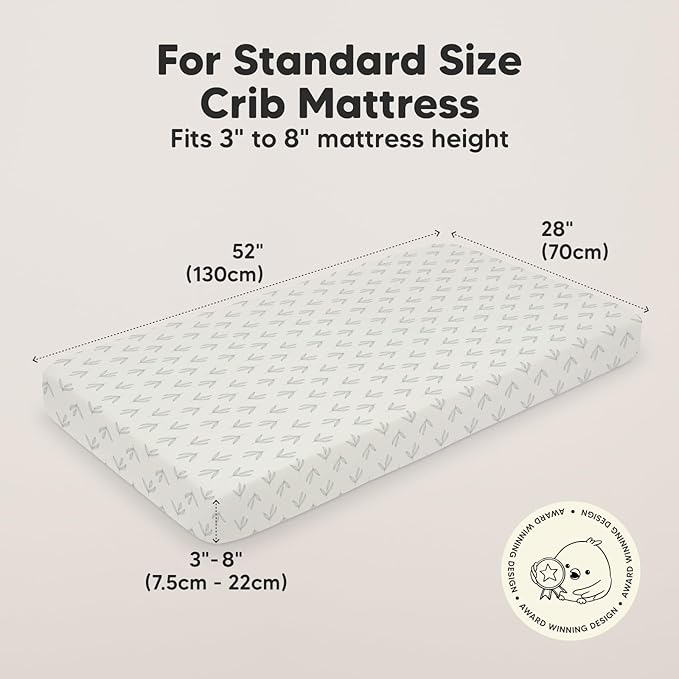 2-Pack Organic Crib Sheets for Boys, Girls - Jersey Fitted Crib Sheet, Baby Crib Sheets Neutral, Crib Mattress Sheet, Cotton Crib Sheets, Breathable Crib Sheet, Baby Mattress Sheets (Fleur)
