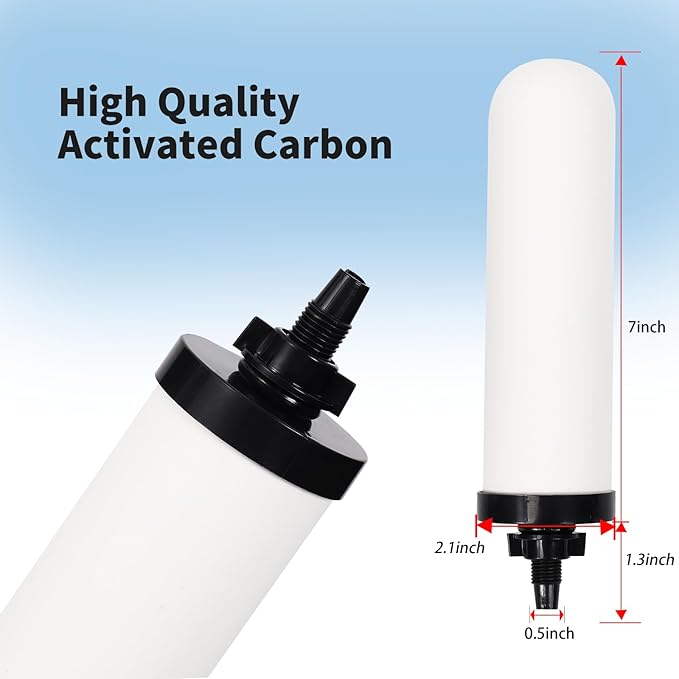 7-inch ceramic water filter Candle,7'' water filter replacement filters with Activated Carbon for Countertop Gravity Water Filter System,Water Cooler Filtration Systems.