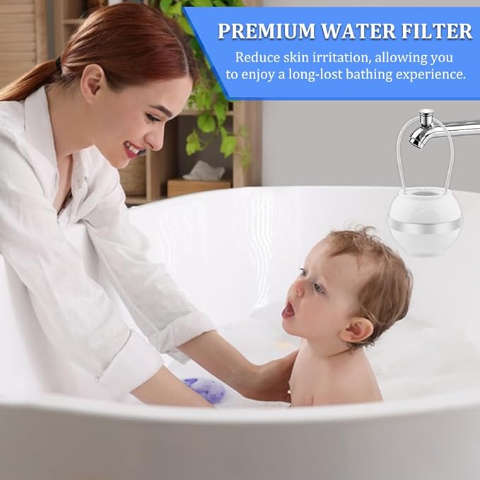Bath Ball Filter, 8 Stages Bath Water Filter for Tub Faucet, Removes Hundreds of Contaminants for Softer and Healthier Skin(COLOR:white)