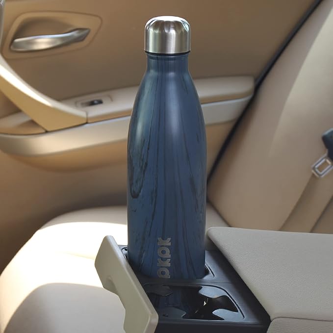 BJPKPK Stainless Steel Water Bottles -25oz/750ml -Insulated Water bottles,Sports water bottles Keep cold for 24 Hours and hot for 12 Hours,wood-Ice Blue