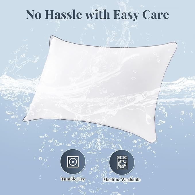 100% Breathable Cotton Cover Cooling Bedding Bed Pillows for Sleeping - Queen Size Set of 2, Hotel-Quality Soft Supportive Fluffy Pillows 2 Pack Full size20*28