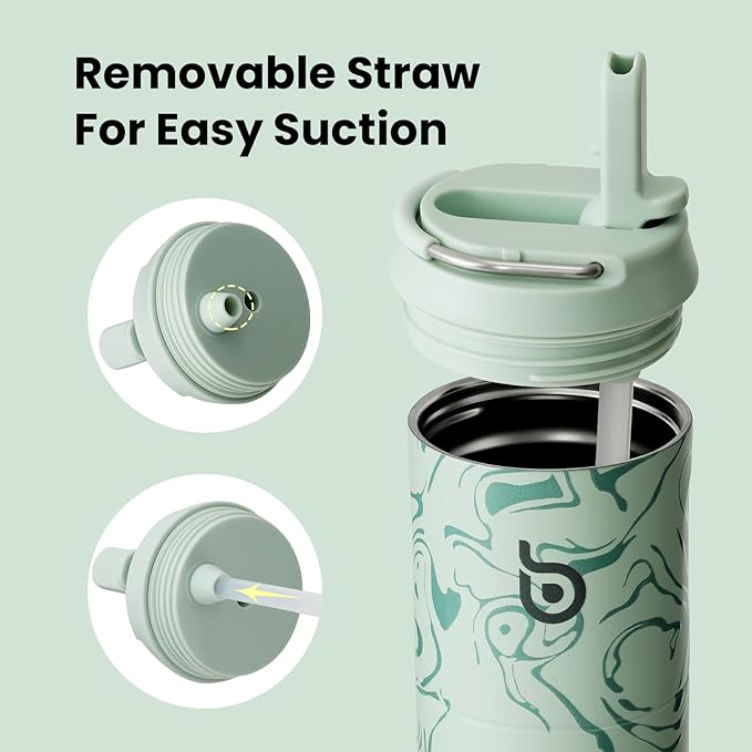 BOTTLE BOTTLE Insulated Water Bottle 24oz with Straw Lid and Handle for Sports Travel Gym Stainless Steel Water Bottles Double-Wall Vacuum Metal Thermos Bottles Leak Proof BPA-Free