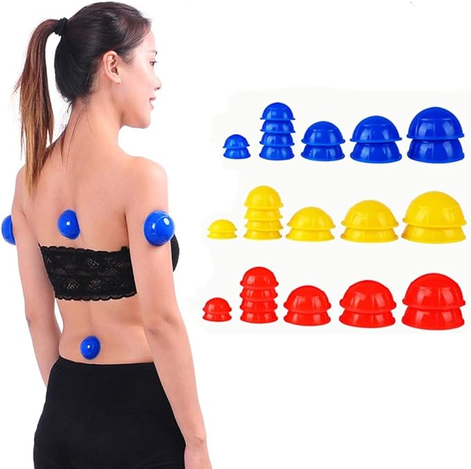 12 Pcs Silicone Massage Cupping Set Vacuum Cupping Acupuncture Cupping Therapy Set Professional Body Massage Cup Set Vacuum Massage Cupping for Pain Relief Muscle Relaxation,Pack of 12