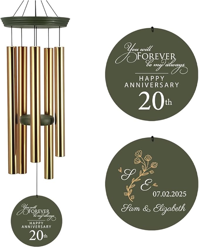 ASTARIN 20th Tree of Life Wind Chimes, Personalized Wind Chimes for Cople Women Men, Couple Gifts for Keepsake, Deep Tone Windchime Romantic Gift