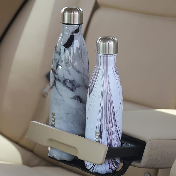 BJPKPK 17 oz Stainless Steel Insulated Water Bottle Cola Shape Big Water Bottles For Travel,Wood-Yellow Gray