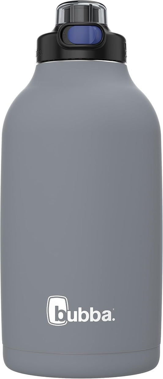 Bubba Radiant Stainless Steel Simple-Lid Rubberized Water Bottle, Bass, 64oz.
