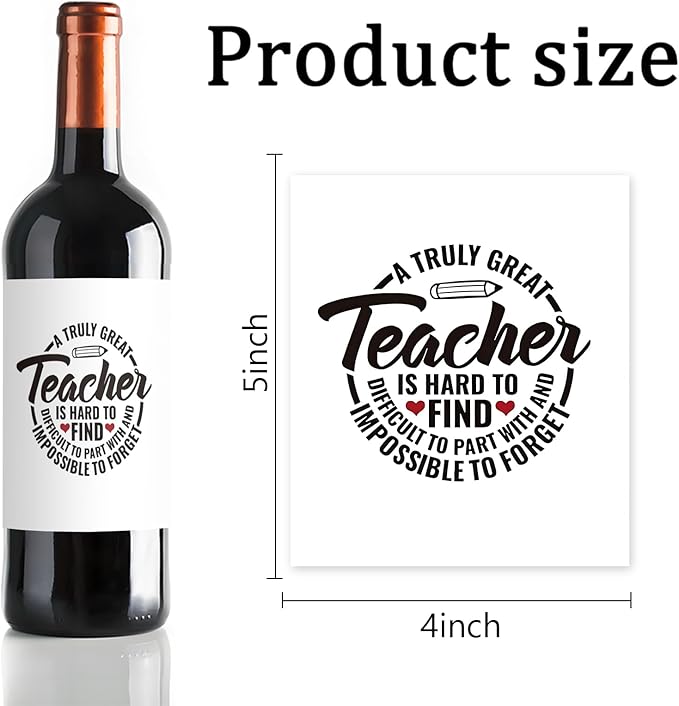24 Pcs Teacher Thank You Gifts Wine Labels Teacher Appreciation Gifts Wine Bottle Stickers A Truly Great Teacher Wine Labels for Bottles Gifts for Women Men