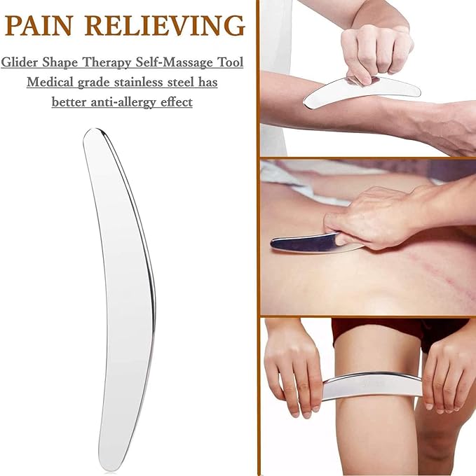 3 in 1 Muscle Scraper Stainless Steel IASTM Set, Physical Therapy Massage Scraper, Gua Sha Muscle Treatment Tools