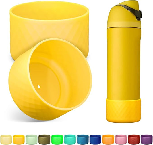 2PCS Silicone Water Bottle Boot for Owala 24oz 32oz 40oz, Anti-Slip Protective Sleeve Bottom Bumper Protector for FreeSip, Twist, and Flip Stainless Steel Water Bottles
